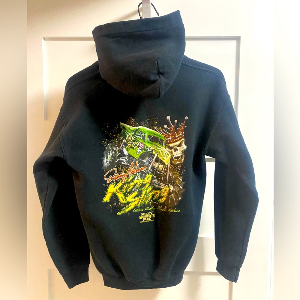 Hoodie Black Monster Truck King Sling Youth L